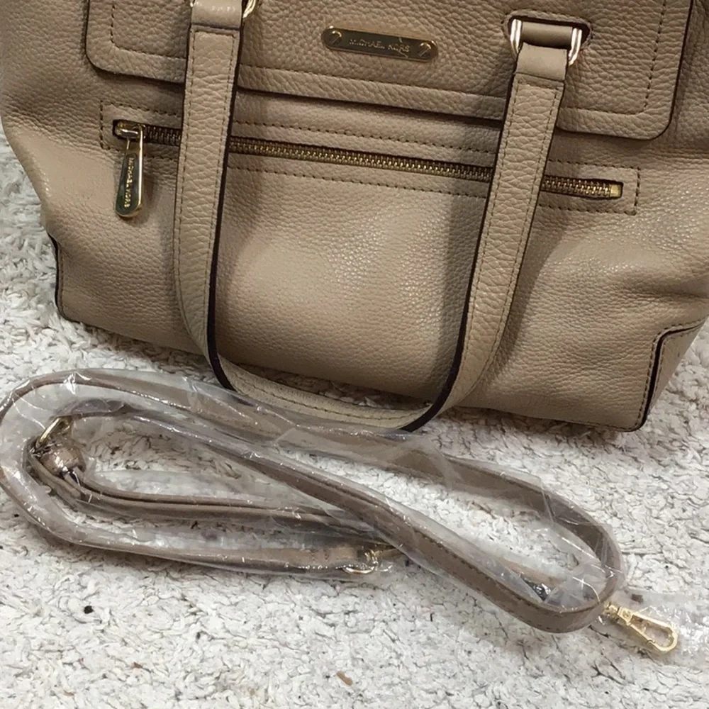 MMK taupe pebbled leather satchel